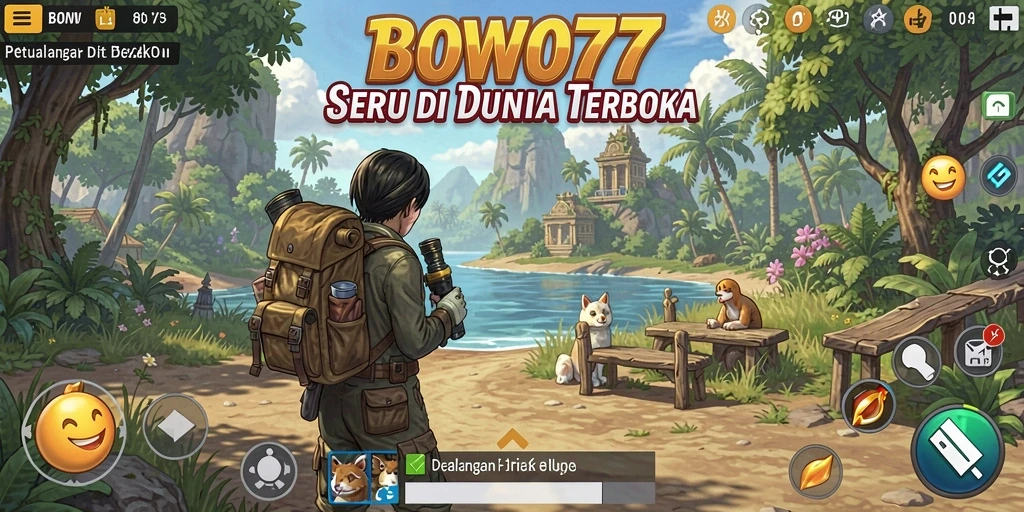 Screenshot gameplay BOWO77 menampilkan dunia terbuka yang memukau dan penuh petualangan.