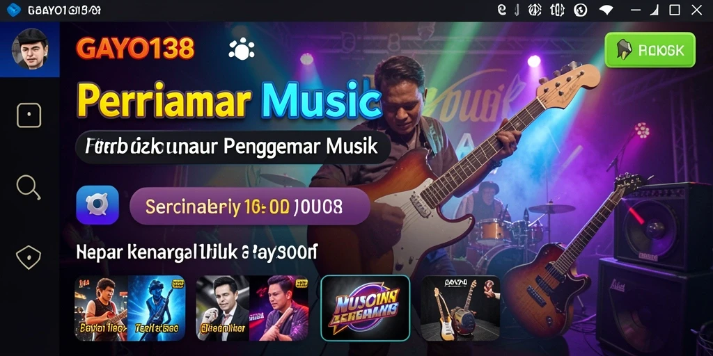 Screenshot gameplay GAYO138 menampilkan interaksi seru dengan musik.