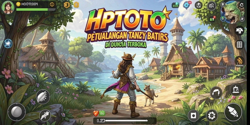 Screenshot gameplay HPTOTO yang menampilkan petualangan dalam dunia terbuka.