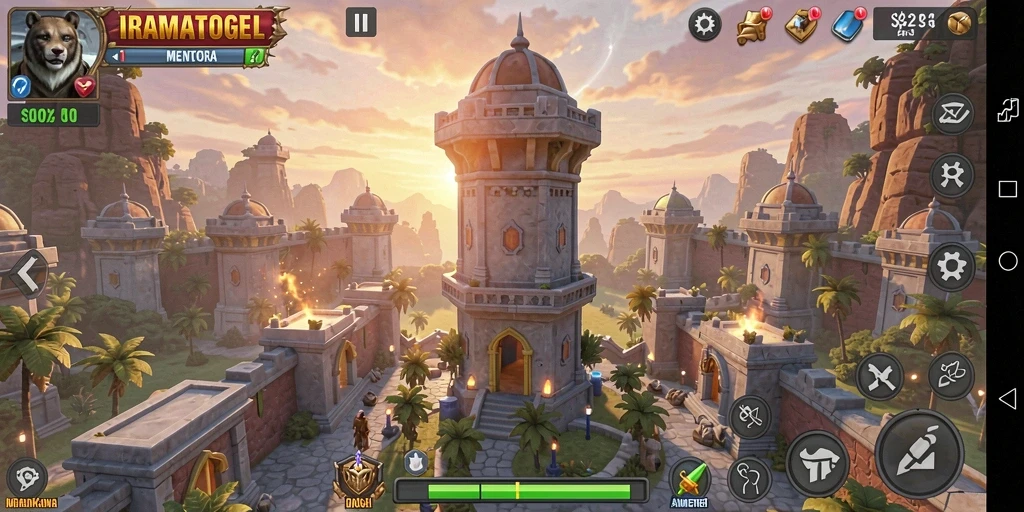 Tangkapan layar gameplay menara strategi yang mengasyikkan.