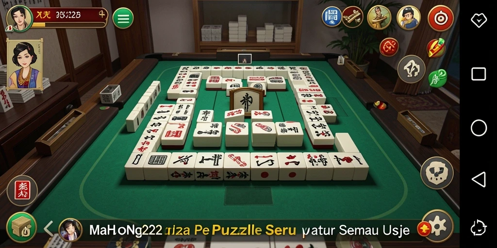 Tampilan gameplay <strong>MAHJONG222</strong> dengan ubin yang berwarna-warni dan menarik.