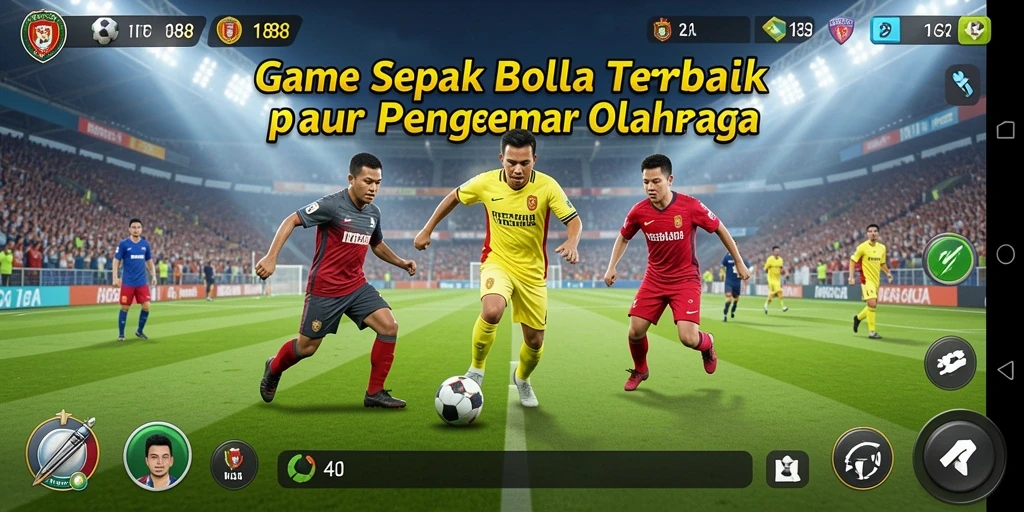 Menggambarkan suasana pertandingan sepak bola yang menegangkan.