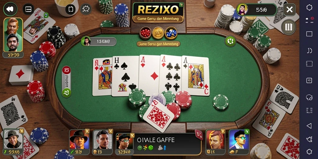 Tampilan gameplay Gaple yang menarik dan seru di REZIXO.