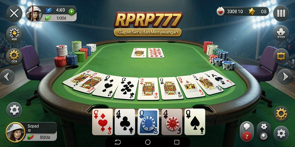 Screenshot RPRP777 menampilkan gameplay Gaple yang seru dan interaktif.