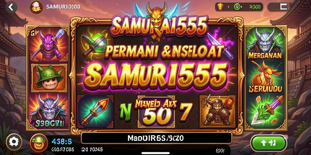 Tampilan gameplay dari permainan Slot SAMURAI555 yang menegangkan.