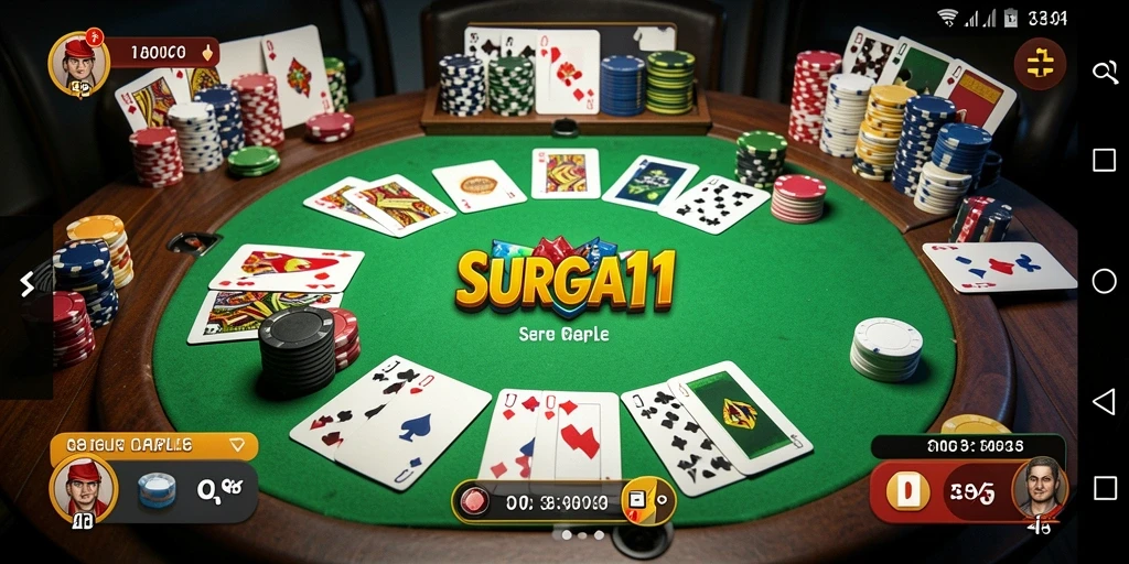 Tampilan seru gameplay SURGA11 dengan pemain lainnya dalam pertandingan Gaple.