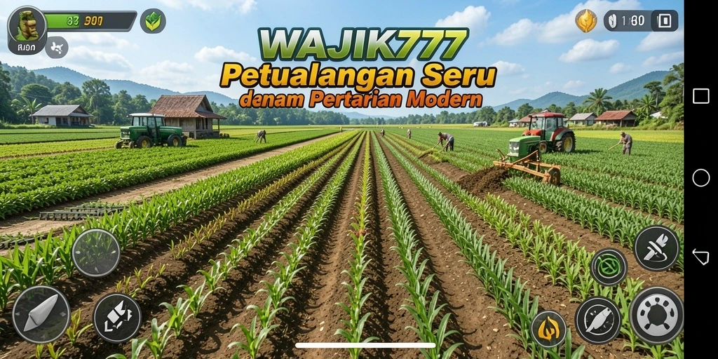 Tampilan gameplay WAJIK777 dengan kebun yang hijau dan subur.